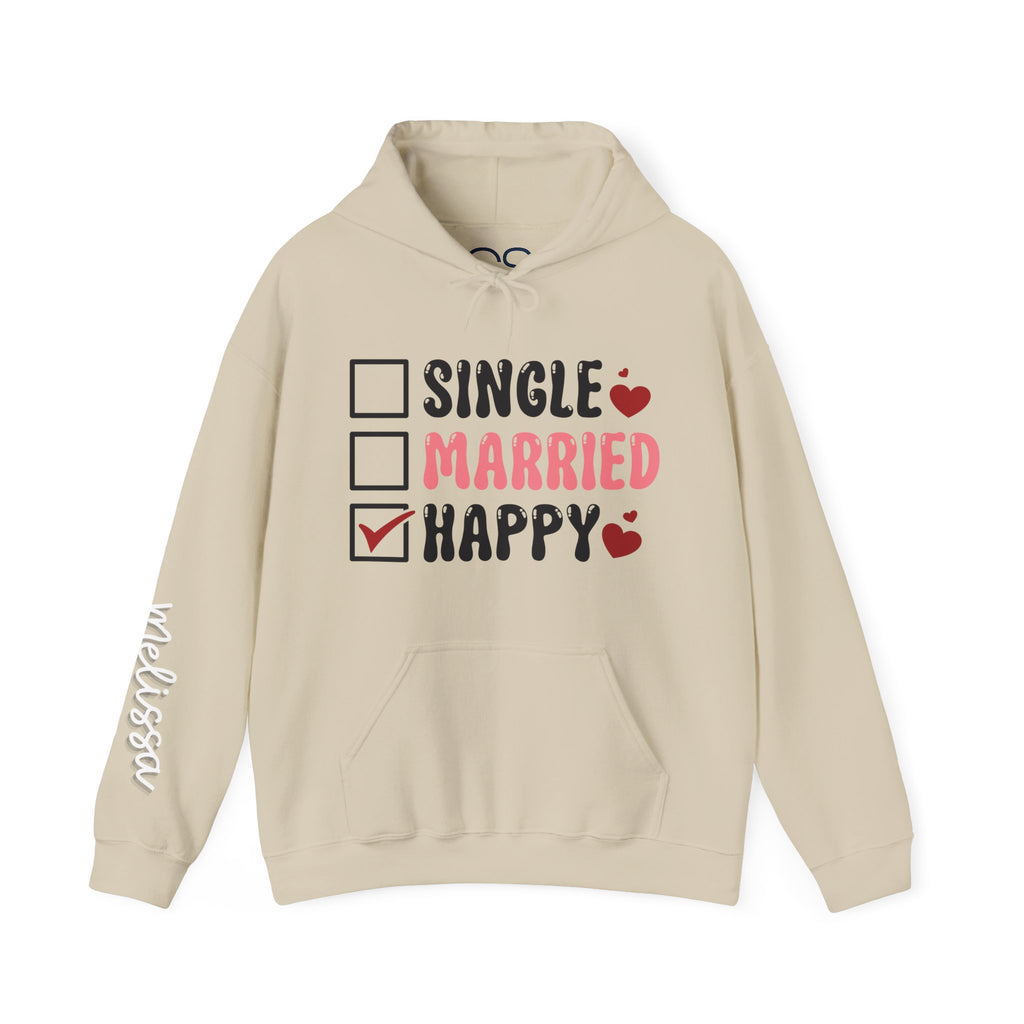 Single? Married? HAPPY! Personalized Hooded Sweatshirt | Cozy Fleece Lined | Perfect for Cold Days - Image 10