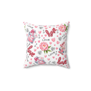 Love Heart Spun Polyester Square Pillow | Soft Durable Fabric | Home Decor Essential
