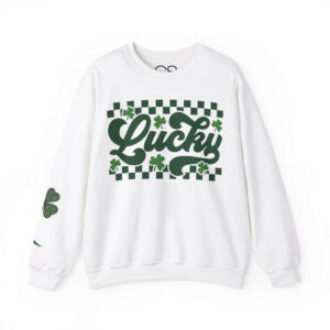 Lucky Shamrock Checkerboard Crewneck Sweatshirt | Comfortable Cotton Blend | Everyday Casual