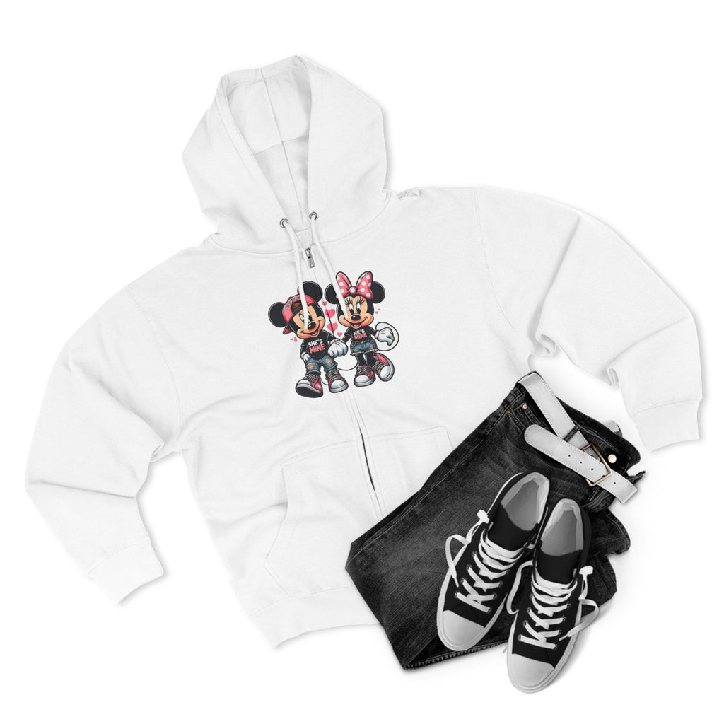 Mickey & Minnie Couple Unisex Zip Hoodie | Cozy Fleece Lined | Perfect for Cold Days - Image 3