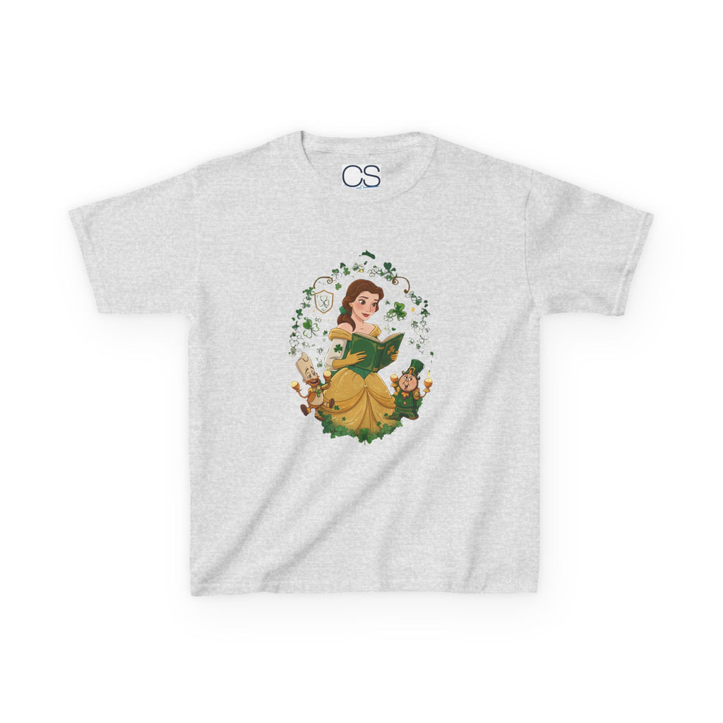 Disney Belle St. Patrick's Day Kids Heavy Cotton T-Shirt | Soft Kids Cotton | Comfortable Playwear - Image 6