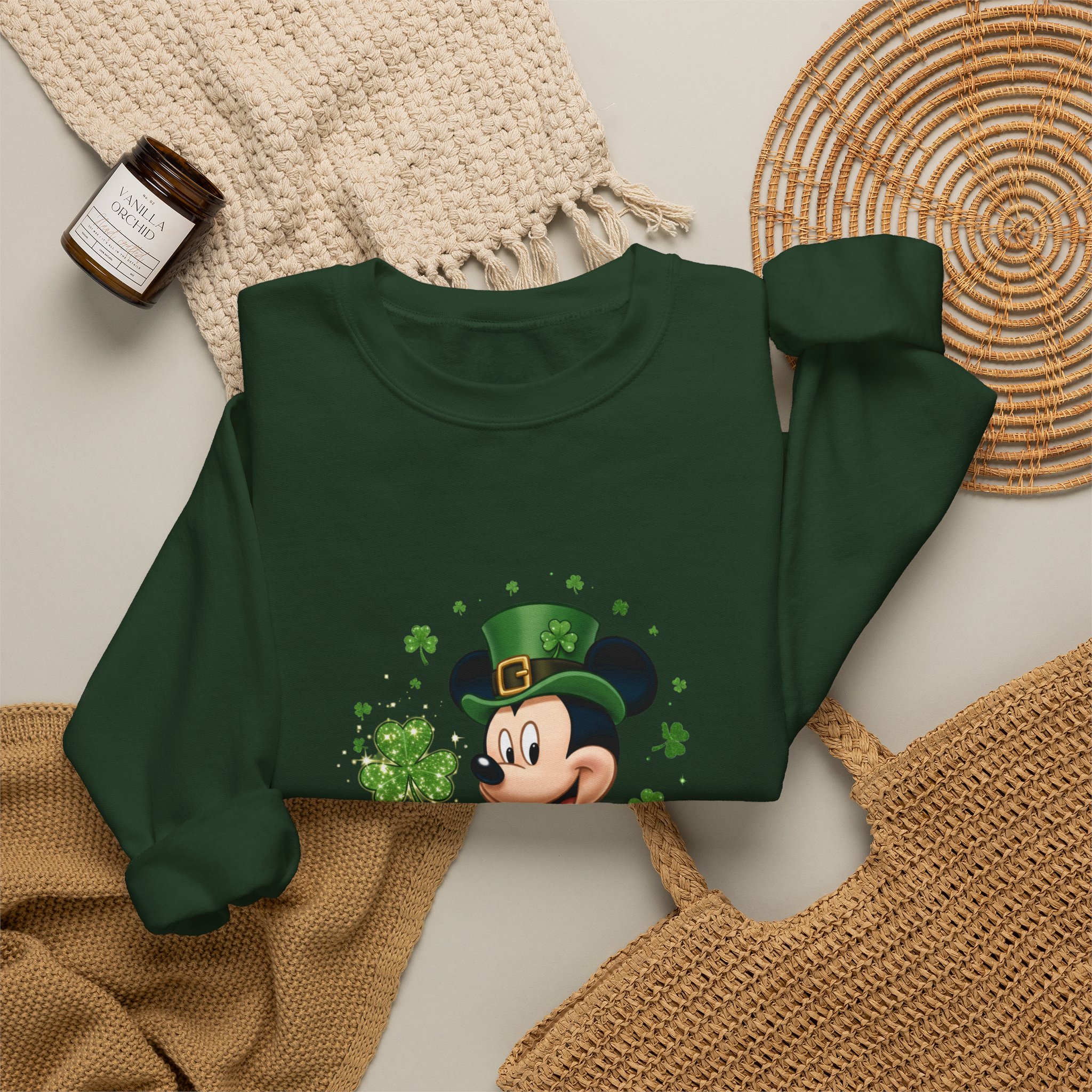 Lucky Green Mickey Mouse St. Patrick's Day Crewneck Sweatshirt - Image 4