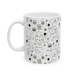 Purr-fectly Adorable Cat & Cupcake Print Ceramic Mug | Premium Ceramic Cup | Perfect Gift for Coffee Lovers