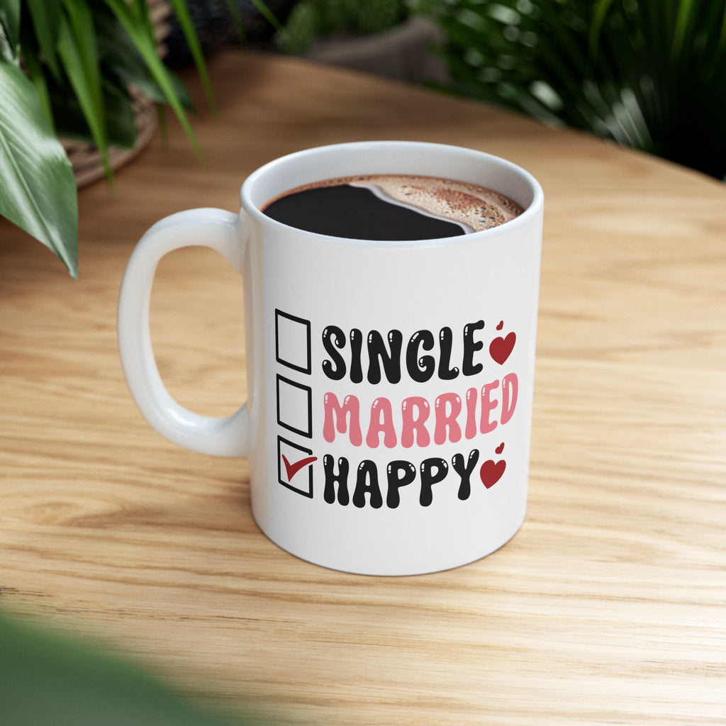 Single? Married? HAPPY! Valentine's Day Mug | Premium Ceramic Cup | Perfect Gift for Coffee Lovers - Image 7