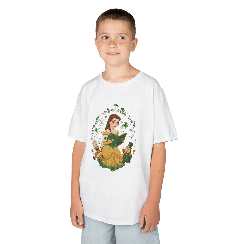 Disney Belle St. Patrick's Day Kids Heavy Cotton T-Shirt | Soft Kids Cotton | Comfortable Playwear - Image 5