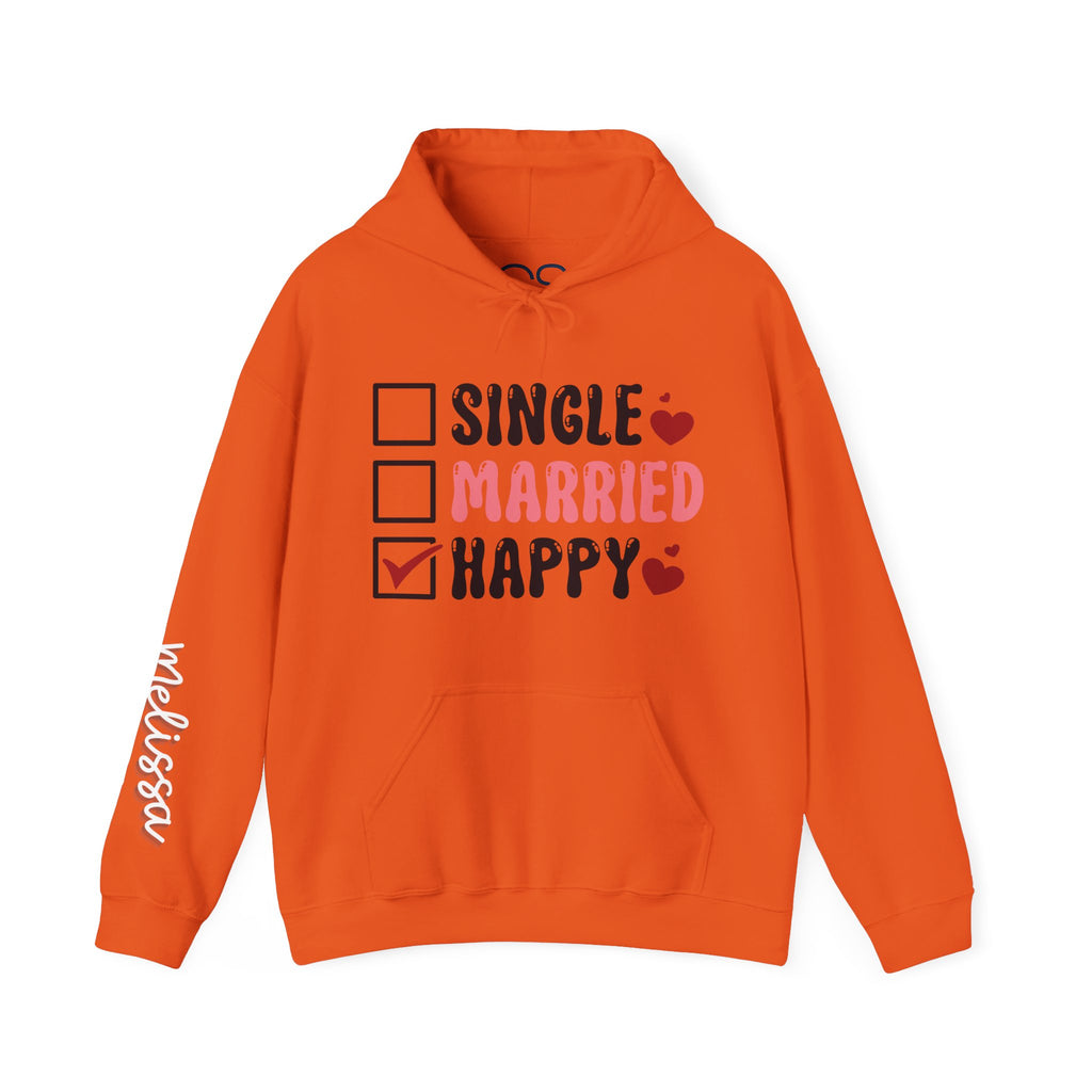 Single? Married? HAPPY! Personalized Hooded Sweatshirt | Cozy Fleece Lined | Perfect for Cold Days - Image 13