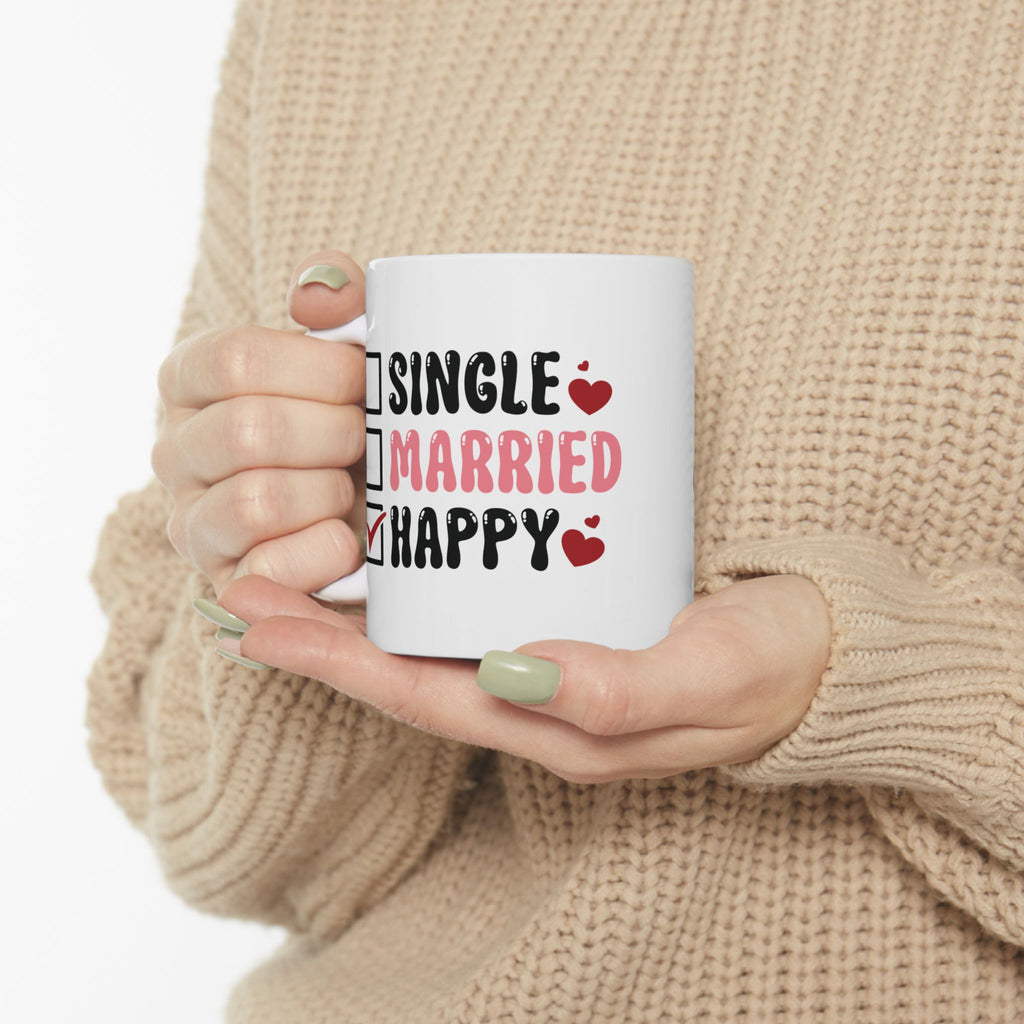Single? Married? HAPPY! Valentine's Day Mug | Premium Ceramic Cup | Perfect Gift for Coffee Lovers - Image 8