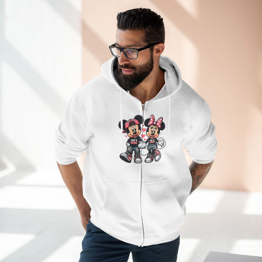 Mickey & Minnie Couple Unisex Zip Hoodie | Cozy Fleece Lined | Perfect for Cold Days - Image 5