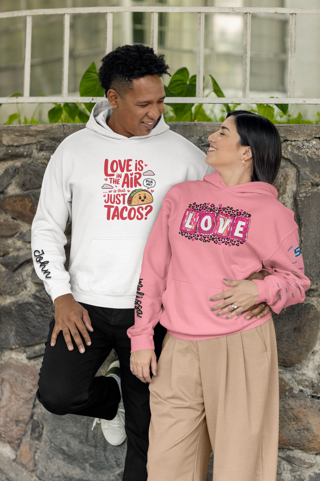 Love is in the Air… or is That Just Tacos Hooded Sweatshirt | Cozy Fleece Lined | Perfect for Cold Days - Image 2